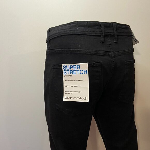 Paper Denim & Cloth Men's Black Super Stretch Skinny Fit Jeans - NWT - Picture 4 of 6